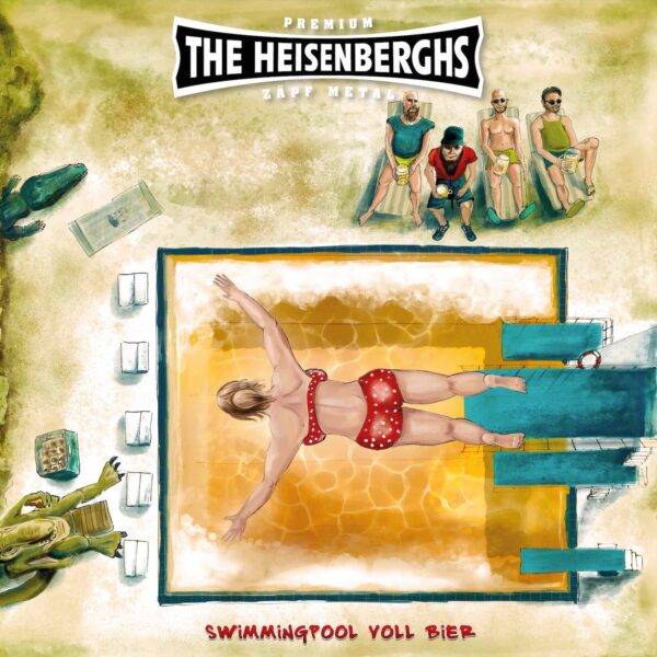 Cover des Albums Swimmingpool voll Bier von The Heisenberghs, das den einzigartigen Stil der Band widerspiegelt.