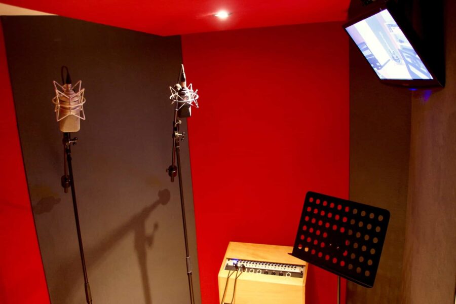 Neumann Mikrofone in Gesangskabine mit Blickkontakt | Hicktown Records ® Das High End! Tonstudio und Musiklabel in Bayern