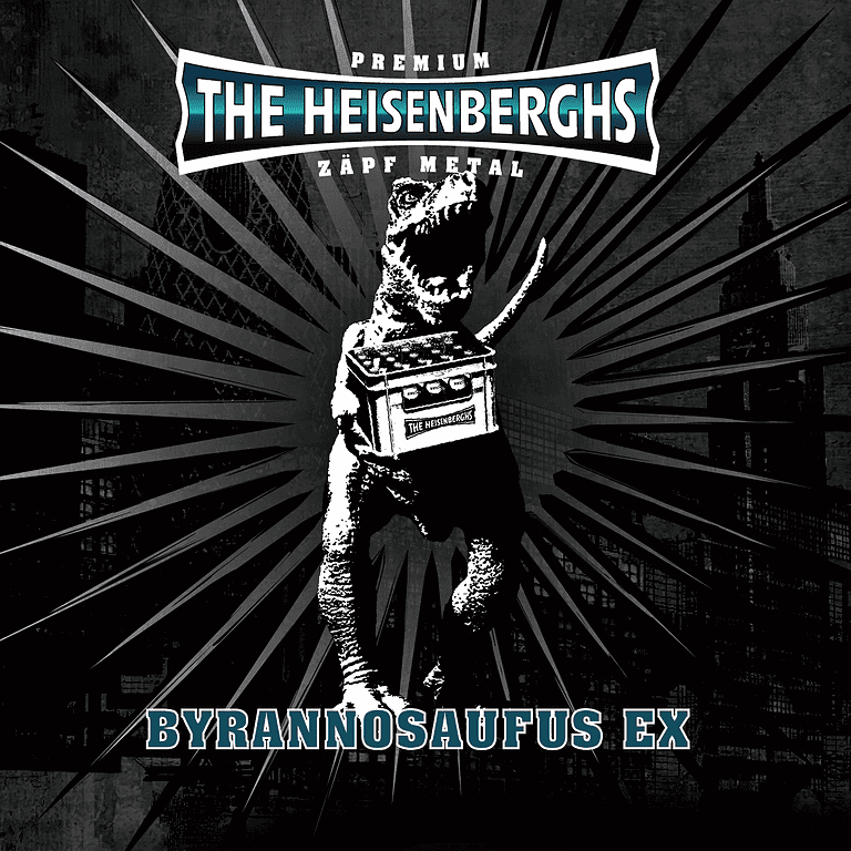 Das Artwork zur EP Byrannosaufus Ex von Byrannosaufus Ex – ein Spaß mit Zäpf Metal und Gute-Laune-Garantie.

