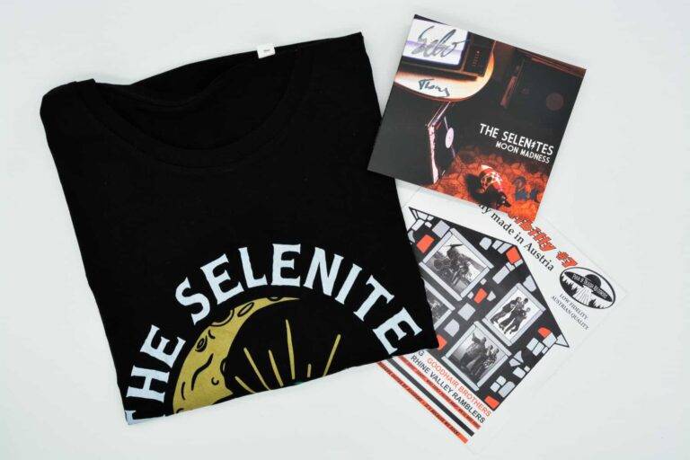 Hochwertiges T-Shirt mit "The Selenites" Logo und Musikpromos.