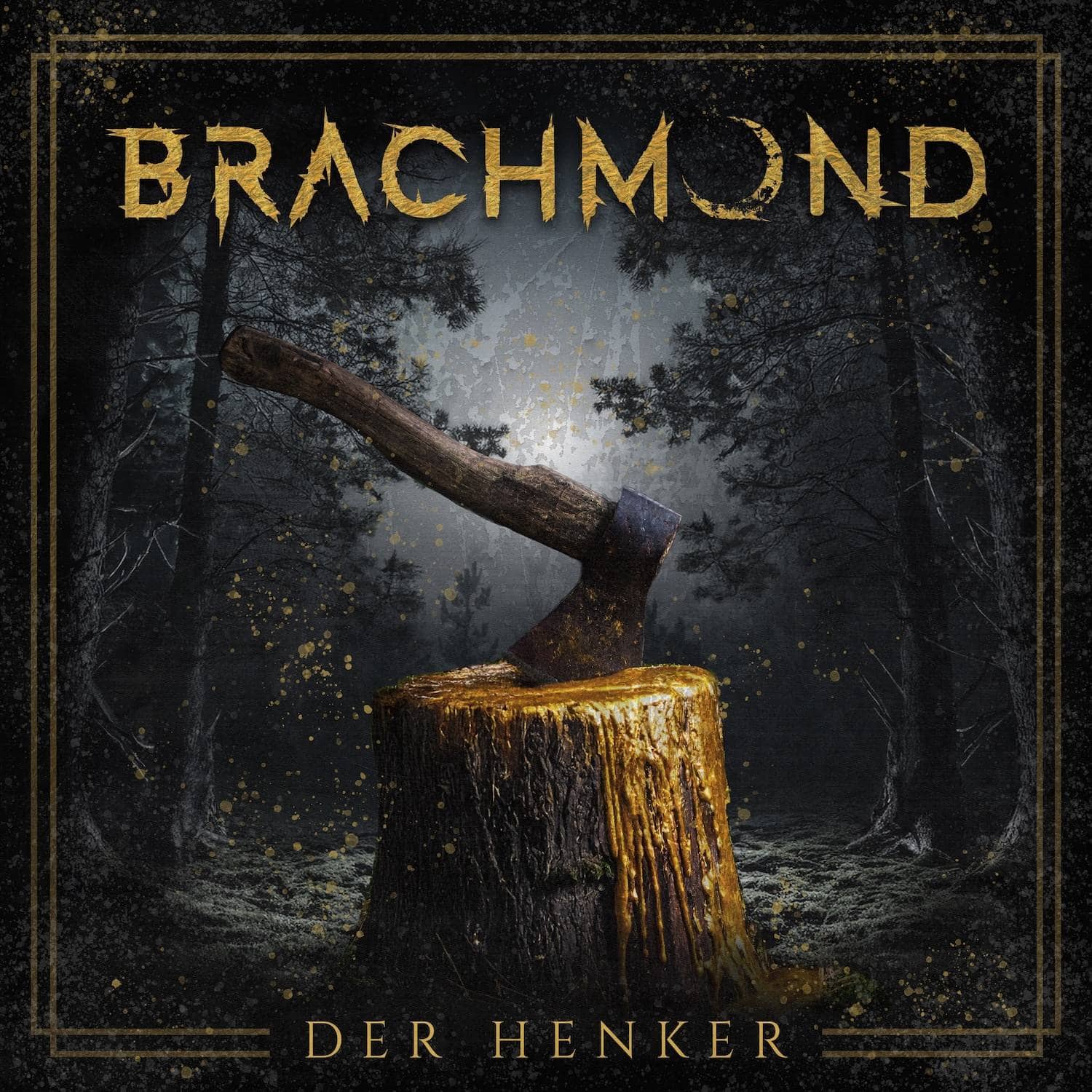 Hochwertiges Albumcover mit Axt in Baumstamm im dunklen Wald, für das Musiklabel Hicktown Records.